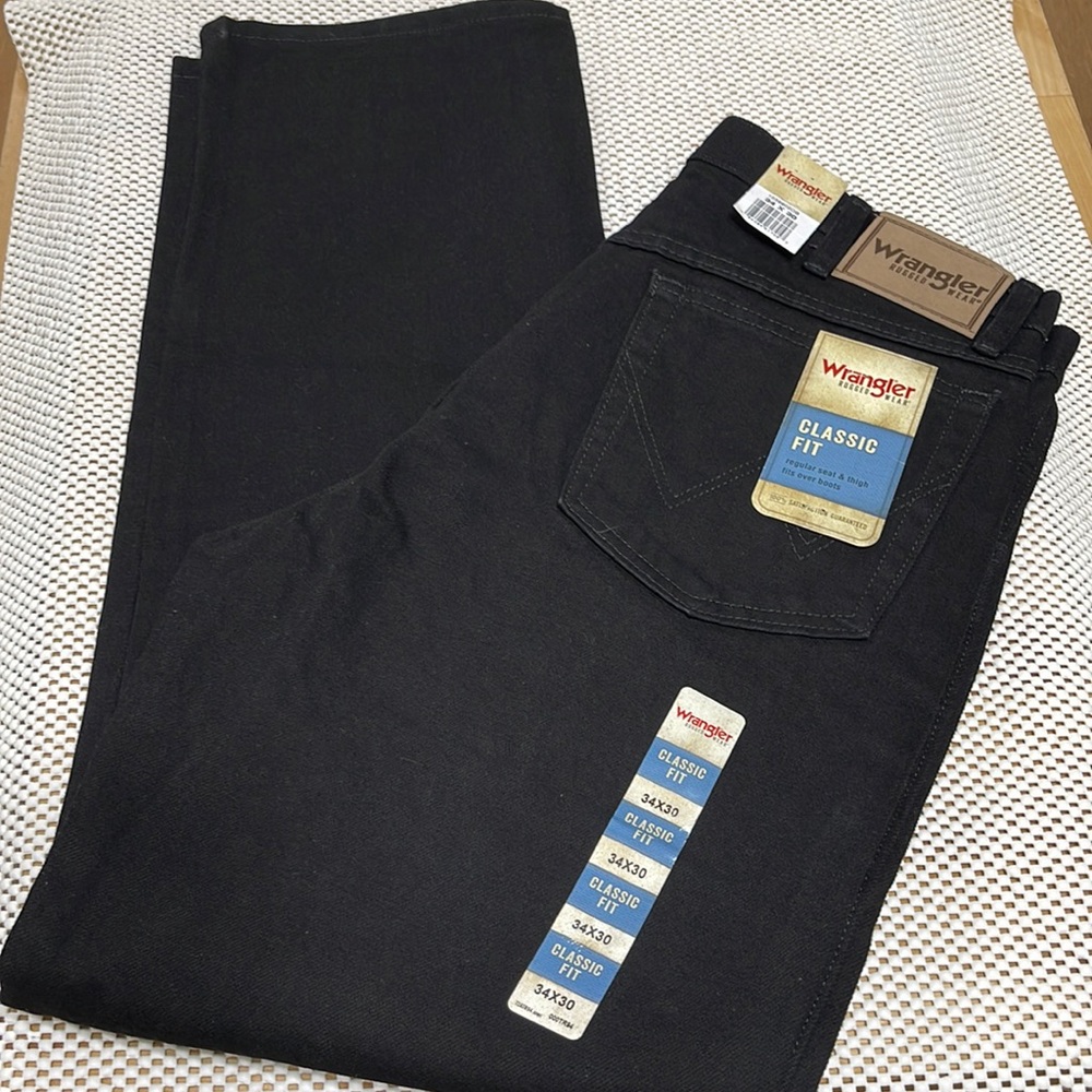 Wrangler Black Classic Fit Jeans - Sz 34x30